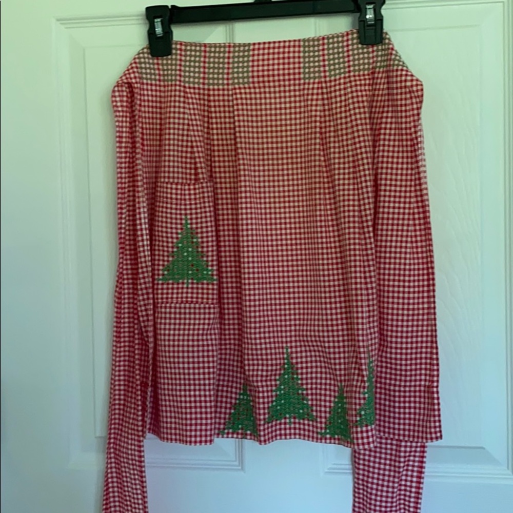 Vintage Christmas Apron handmade Gingham